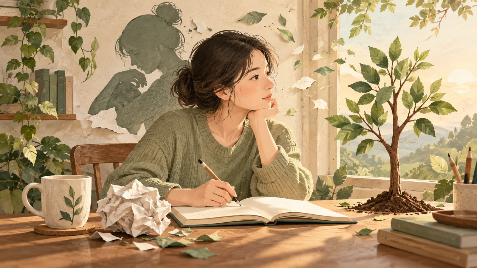 主題情境插畫：做錯事後怎麼反省：先描述，不急著責怪自己